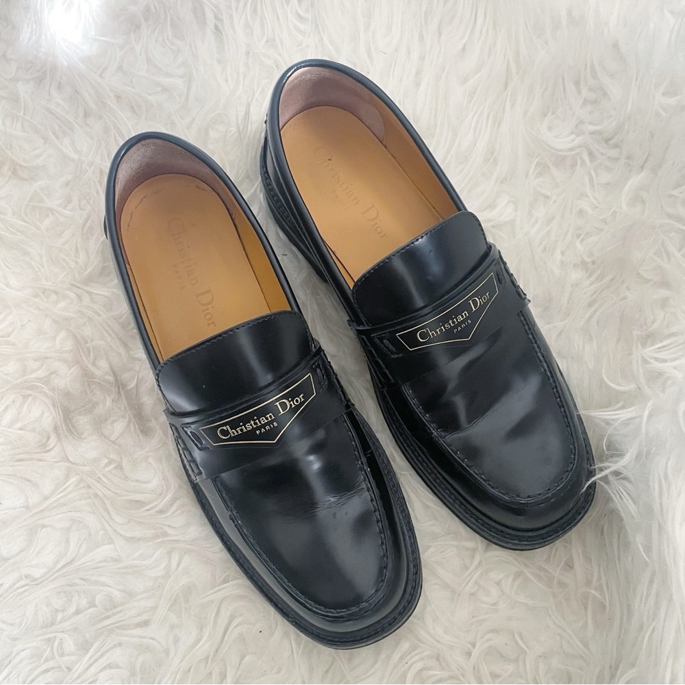Dior Boy Loafer Black Brushed Calfskin Leather size 38